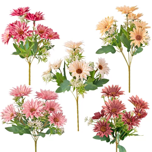 Gerbera hodvábny zväzok, výška 29cm - 48-kusový mix