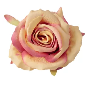Ruža hodvábna hlava, priemer 9cm - Krémová / Ružová
