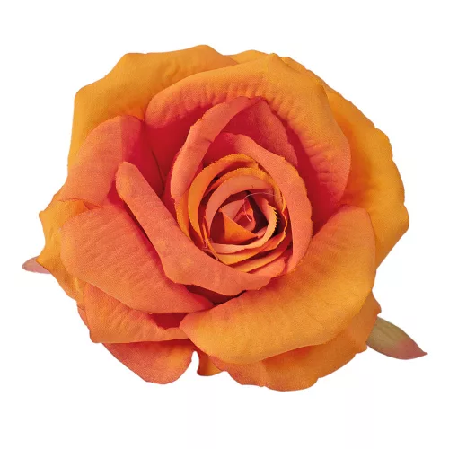 Ruža hodvábna hlava, priemer 9cm - Oranžová