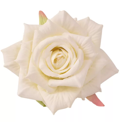Ruža hodvábna hlava, priemer 9cm - Ecru