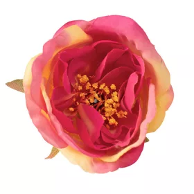 Pivonka hodvábna hlava, priemer 7cm - Žltá / Ružová