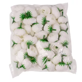 Hlava hodvábneho kvetu Buttercup, 3cm - Biela