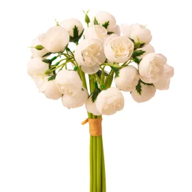   Zväzok hodvábnych kvetov Buttercup, 24 hláv, výška 28cm - Biela