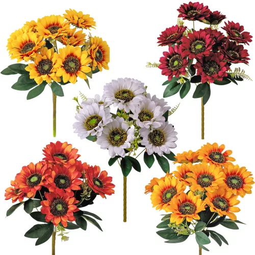 Kytica hodvábnych kvetov Slnečnica, výška 40cm - 40-kusový mix
