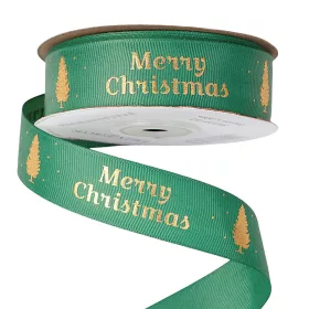   Ripsová stuha s nápisom "Merry Christmas" 25mm x 20m - Zelená  