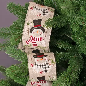 Stuha so snehuliakmi a drôtovým lemom 64mm x 6.4m  