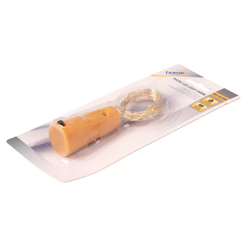 Micro LED batériová reťaz, s držiakom v tvare zástrčky, teplá biela