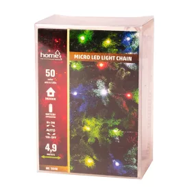   Micro LED svetelná reťaz, 4.9m + 30cm, 50 viacfarebných micro LED