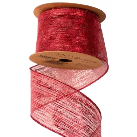   Metalická textilná stuha Borneo s drôtovým lemom 64mm x 9.1m - Červená  