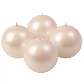   Adventná sada guľatých sviečok, 8cm - Metalická perleťová biela