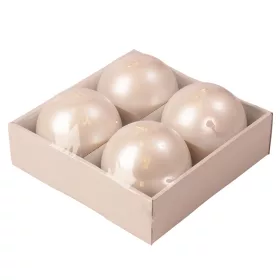   Adventná sada guľatých sviečok, 8cm - Metalická perleťová biela