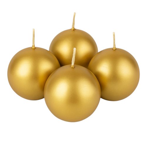 Adventná súprava guľatých sviečok 8 cm – Metalická zlatá