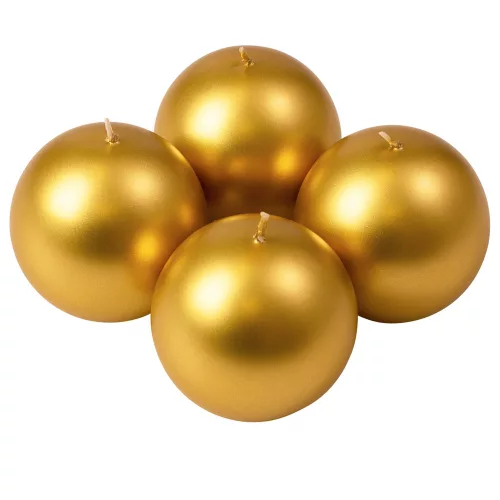 Adventná sada guľatých sviečok, 8cm - Metalická zlatá