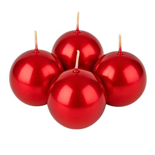 Adventná súprava guľatých sviečok 8 cm – Metalická červená
