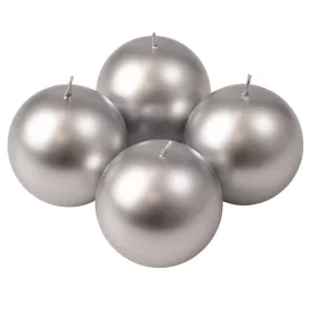   Adventná sada guľatých sviečok, 8cm - Metalická strieborná