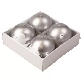   Adventná sada guľatých sviečok, 8cm - Metalická strieborná