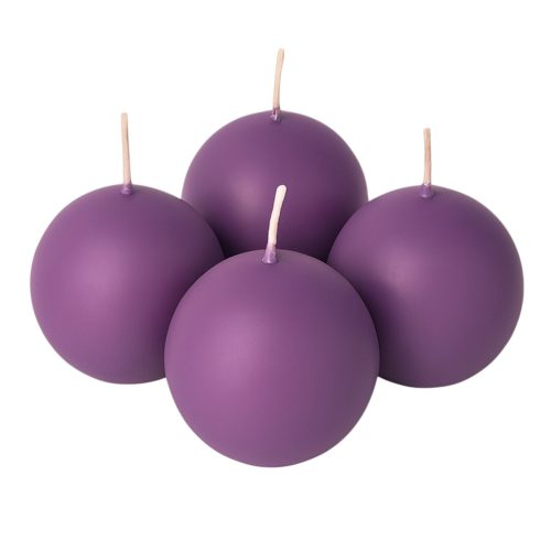Adventná súprava guľatých sviečok 8 cm – Matná fialová