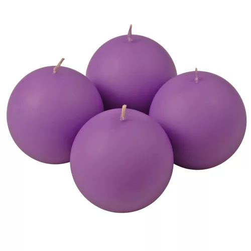 Adventná sada guľatých sviečok, 8cm - Matná fialová