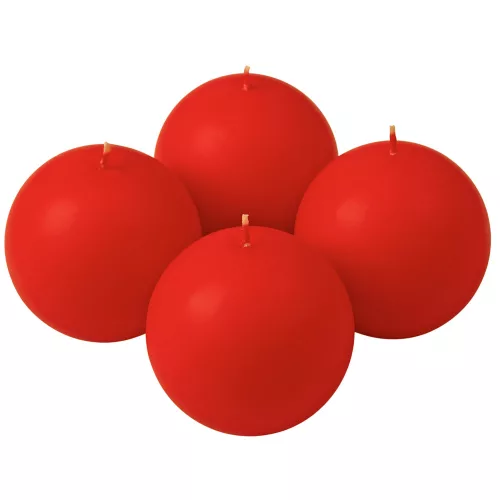 Adventná sada guľatých sviečok, 8cm - Matná červená