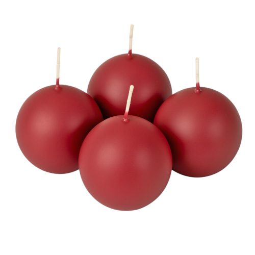 Adventná súprava guľatých sviečok 8 cm – Matná bordová
