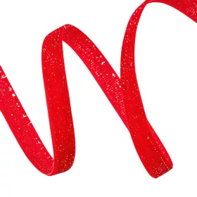 Trblietavá zamatová stuha 10mm x 10m - Červená  