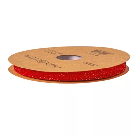 Trblietavá zamatová stuha 10mm x 10m - Červená  