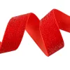 Trblietavá zamatová stuha 25mm x 10m - Červená  