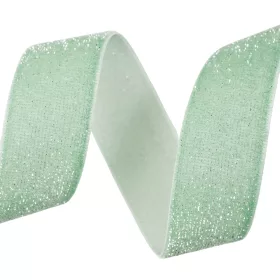 Trblietavá zamatová stuha 25mm x 10m - Vintage zelená  