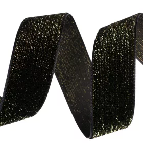 Trblietavá zamatová stuha 25mm x 10m - Čierna  