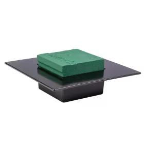   Morká aranžérska pena štorcová na ikebanu 9x9cm v čiernej miske 19x19cm