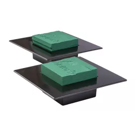   Morká aranžérska pena štorcová na ikebanu 9x9cm v čiernej miske 19x19cm