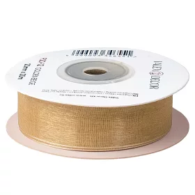 Organza stuha 20 mm x 20 m - Béžovo-zlatá