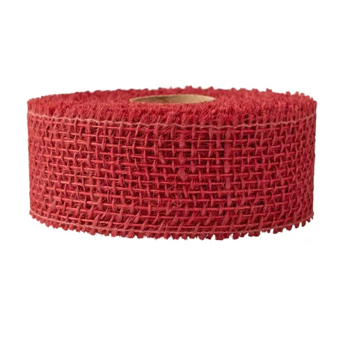 Jutová stuha 5cm x 9m - Bordová