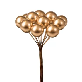   Bobuľový dekoračný pick, 12 stoniek, 10cm vysoký - Zlatý