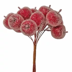   Cukrové mini jablko dekoračný pick ⌀ 2.2 cm, 12 stoniek, 10cm vysoký - Červený