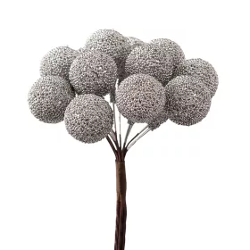   Perlový dekoračný guľový pick ⌀ 2.2 cm, 12 stoniek, 10cm vysoký - Strieborný