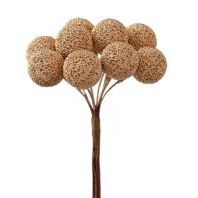   Perlový dekoračný guľový pick ⌀ 2.2 cm, 12 stoniek, 10cm vysoký - Zlatý