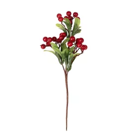 Červený bobuľový dekoračný pick, 28cm vysoký