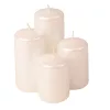 Stupňovitá adventná sada valcových sviečok, Ø50 x 70/80/100/120mm - Metalická perleťová biela
