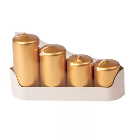   Stupňovitá adventná sada valcových sviečok, Ø50 x 70/80/100/120mm - Metalická zlatá