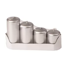   Stupňovitá adventná sada valcových sviečok, Ø50 x 70/80/100/120mm - Metalická strieborná