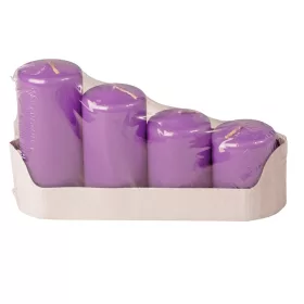   Stupňovitá adventná sada valcových sviečok, Ø50 x 70/80/100/120mm - Matná fialová