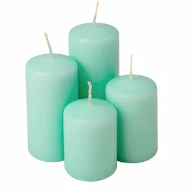   Stupňovitá adventná sada valcových sviečok, Ø50 x 70/80/100/120mm - Svetlá tyrkysová