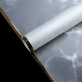   Fólia hárok s mramorovým vzorom a zlatým okrajom 57 x 57cm, 20pcs. - Biela