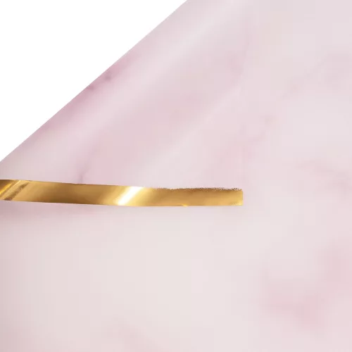 Fólia hárok s mramorovým vzorom a zlatým okrajom 57 x 57cm, 20ks. - Svetloružová