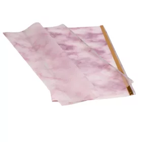   Fólia hárok s mramorovým vzorom a zlatým okrajom 57 x 57cm, 20ks. - Svetloružová