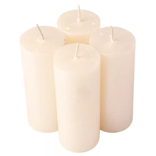 Rustikálna metalická adventná sada sviečok, 10 x 4cm - Biela