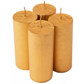   Rustikálna metalická adventná sada sviečok, 10 x 4cm - Zlatá