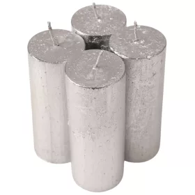   Rustikálna metalická adventná sada sviečok, 10 x 4cm - Strieborná