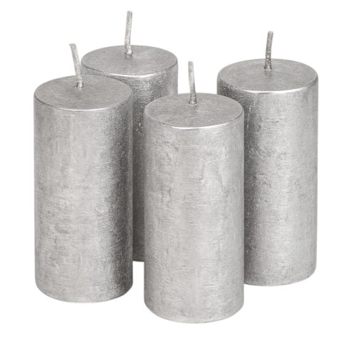 Rustikálna metalická adventná súprava sviečok, 10 x 4 cm – Strieborná